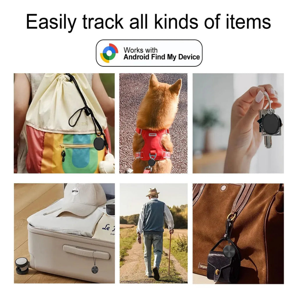 Bluetooth GPS Smart Tracker Compatible with Android Find Hub – Smart Key Finder Tag with Alarm for Keys, Wallet & Luggage