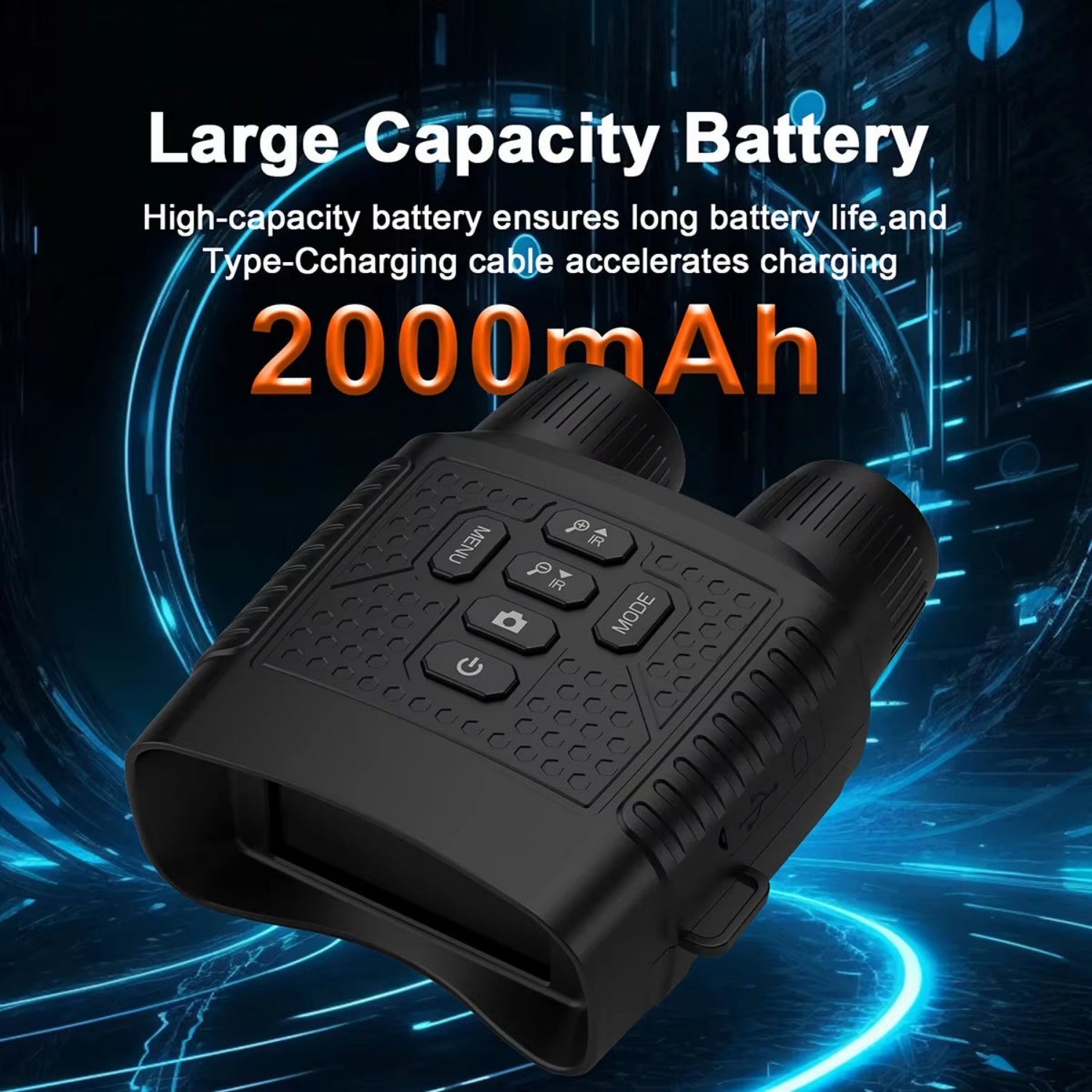 3" Screen Night Vision Binoculars – 2.5K Digital Display, 6X Zoom, Infrared & Tactical Light, Rechargeable 2000mAh