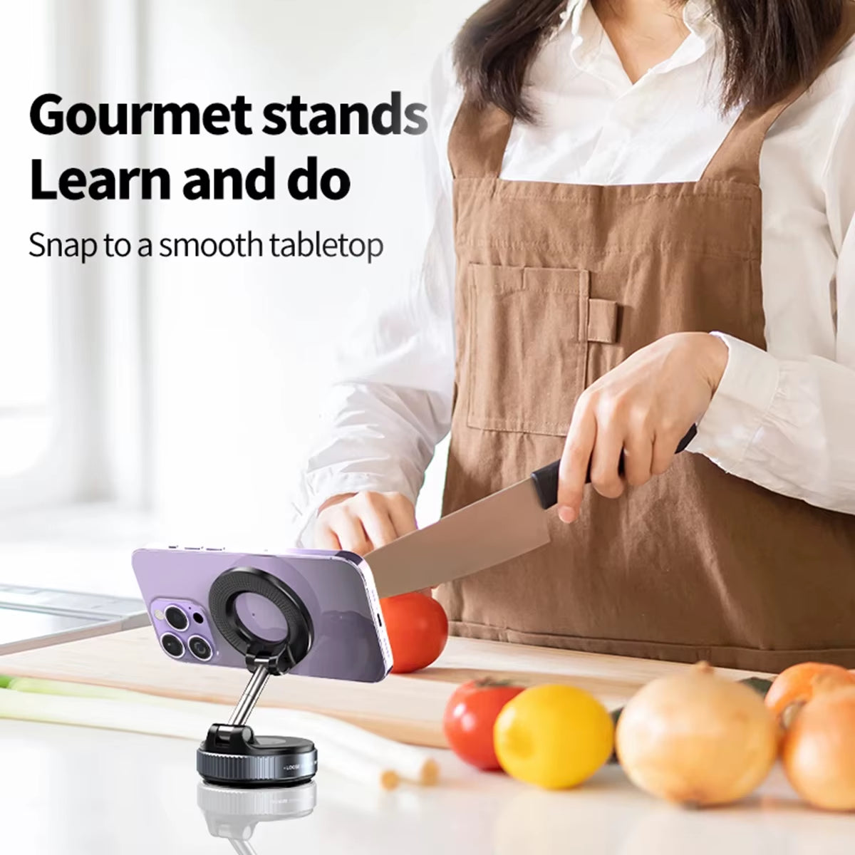 Magnetic Car Phone Mount with Vacuum Suction – 360° Rotating Universal Phone Holder