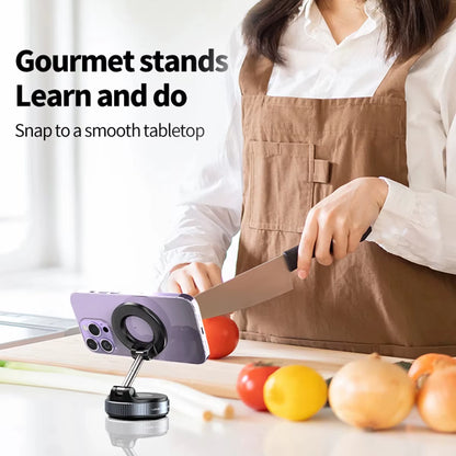 Magnetic Car Phone Mount with Vacuum Suction – 360° Rotating Universal Phone Holder