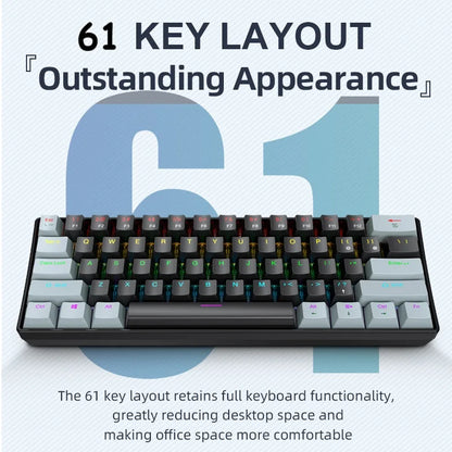 K61 60% Mechanical Keyboard – 61 Keys RGB Wired Mini Keyboard with Red or Blue Switches