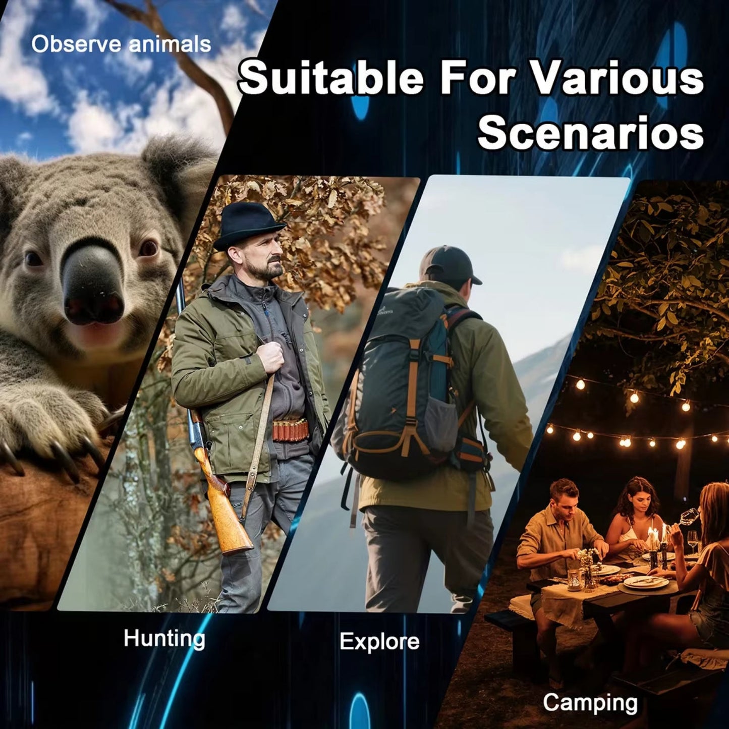 3" Screen Night Vision Binoculars – 2.5K Digital Display, 6X Zoom, Infrared & Tactical Light, Rechargeable 2000mAh