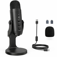 USB Condenser Microphone for PC & Mac, Plug & Play Computer Mic with Headphone Monitoring, Cardioid Noise Cancelling for Gaming, Streaming, Podcast & Recording