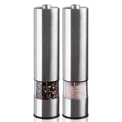 Electric Salt & Pepper Grinder – One-Hand Automatic Stainless Steel Mill with LED Light