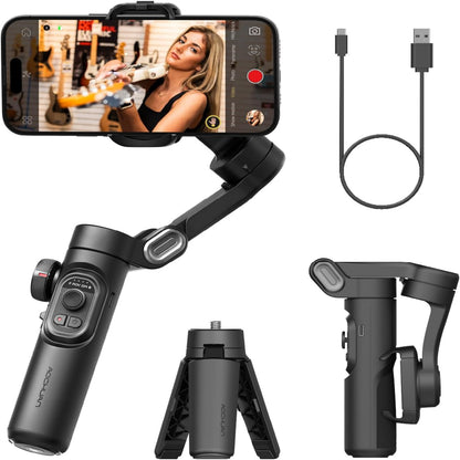 3-Axis Smartphone Gimbal Stabilizer with AI Face Tracking – Bluetooth Handheld Gimbal for iPhone & Android, TikTok & Vlogging