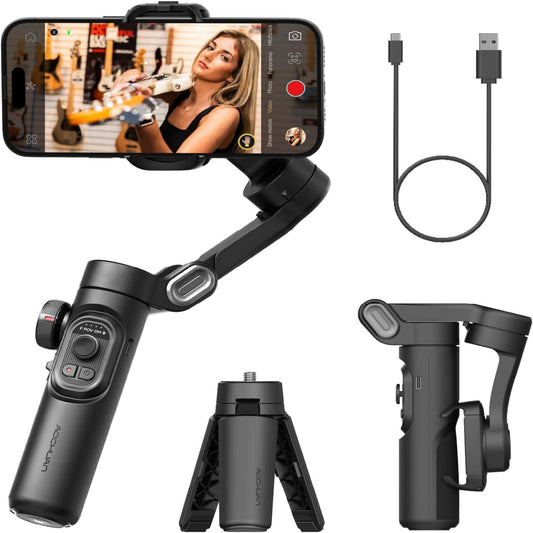 3-Axis Smartphone Gimbal Stabilizer with AI Face Tracking – Bluetooth Handheld Gimbal for iPhone & Android, TikTok & Vlogging