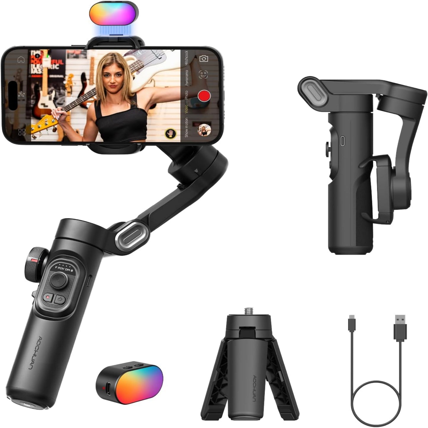 3-Axis Smartphone Gimbal Stabilizer with AI Face Tracking – Bluetooth Handheld Gimbal for iPhone & Android, TikTok & Vlogging