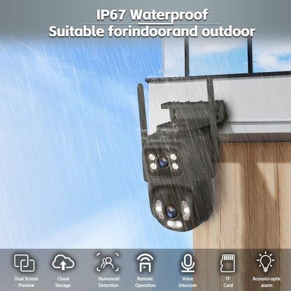 8MP Dual Lens Outdoor WiFi PTZ Camera – AI Auto Tracking, Night Vision, Two-Way Audio