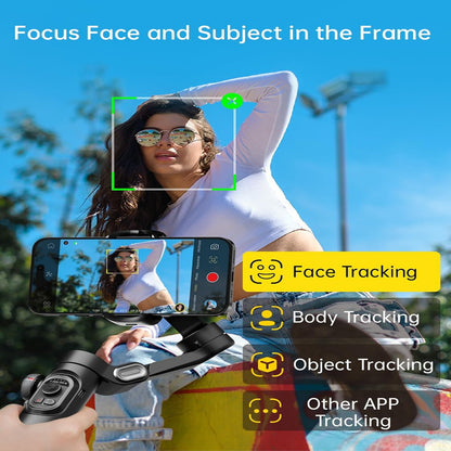 3-Axis Smartphone Gimbal Stabilizer with AI Face Tracking – Bluetooth Handheld Gimbal for iPhone & Android, TikTok & Vlogging