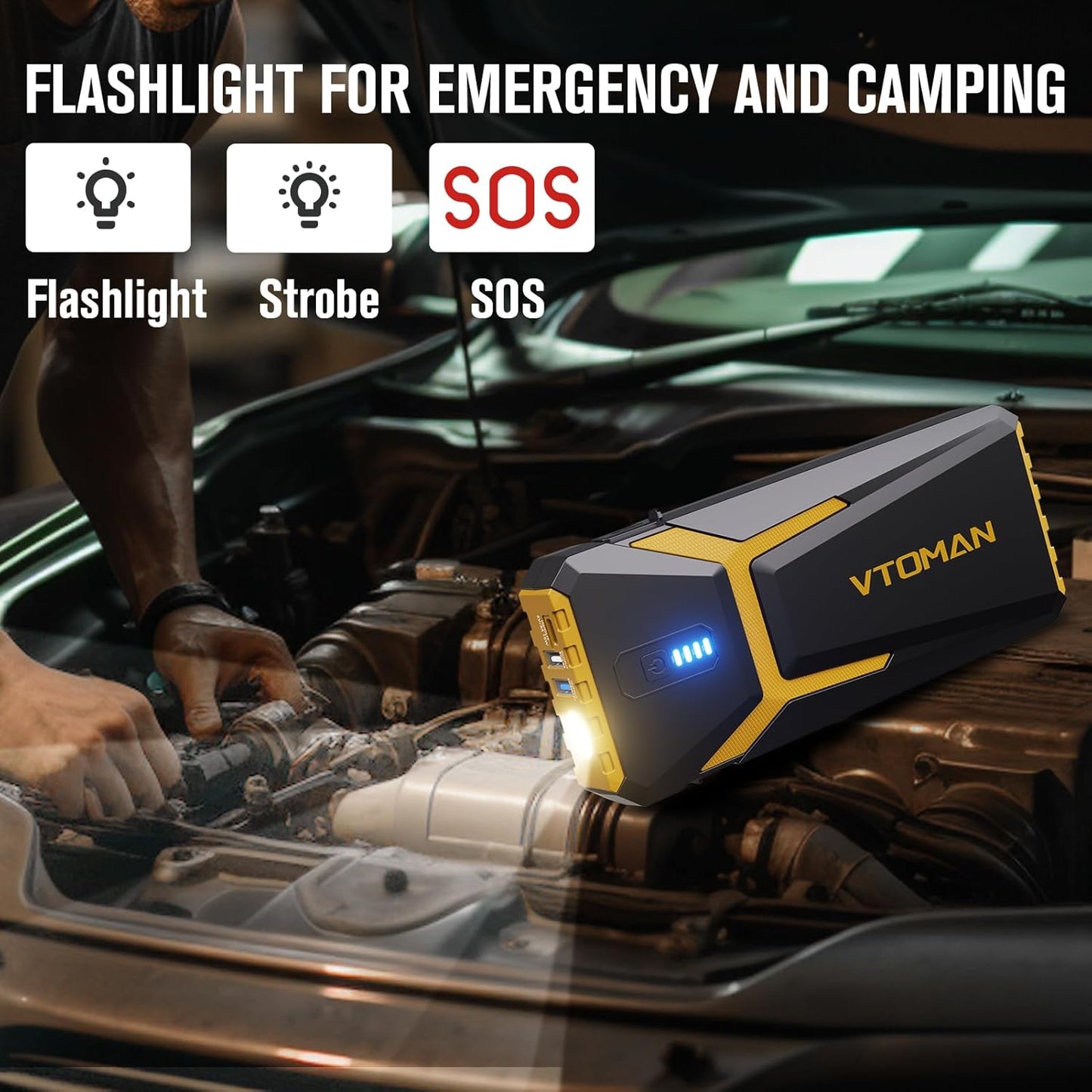Portable Car Jump Starter Power Bank – 20,000mAh Emergency Battery Booster