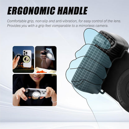 Magnetic Bluetooth Camera Grip with LED Fill Light – Smartphone Selfie Handle & Stabilizer