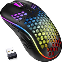 2.4G Wireless RGB Gaming Mouse – Rechargeable Type-C, 6-Button Ergonomic Honeycomb Design, Adjustable DPI