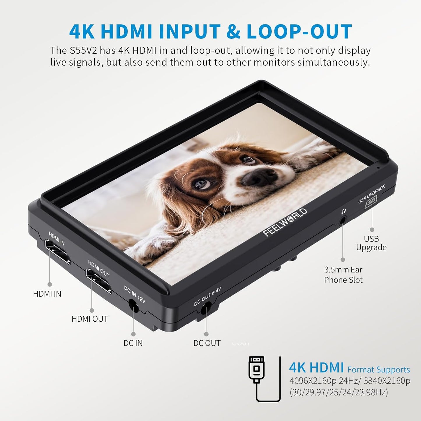 F6 Plus V2 5.5” Camera Field Monitor – Touchscreen IPS FHD 1920×1080, 3D LUT, 4K HDMI In/Out for DSLR & Mirrorless Cameras