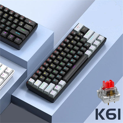 K61 60% Mechanical Keyboard – 61 Keys RGB Wired Mini Keyboard with Red or Blue Switches