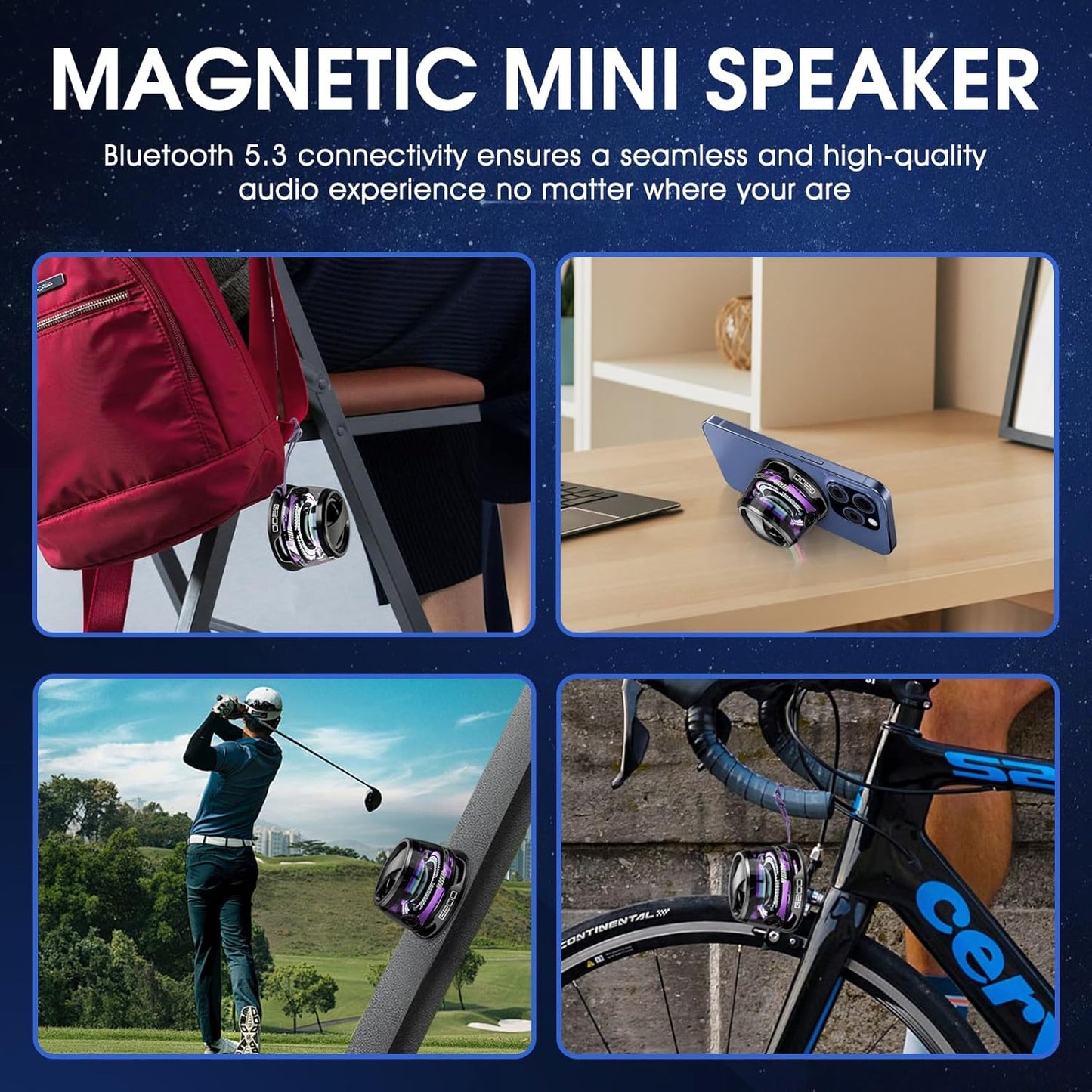 Magnetic Bluetooth Speaker with RGB Lights – Mini Portable Wireless Stereo Speaker with Phone Stand for Indoor & Outdoor Use