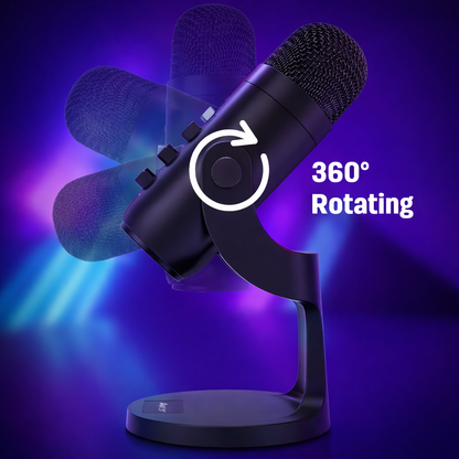 USB Condenser Microphone for All Devices, Plug & Play Computer Mic with Headphone Monitoring, Cardioid Noise Cancelling for Gaming, Streaming, Podcast & Recording