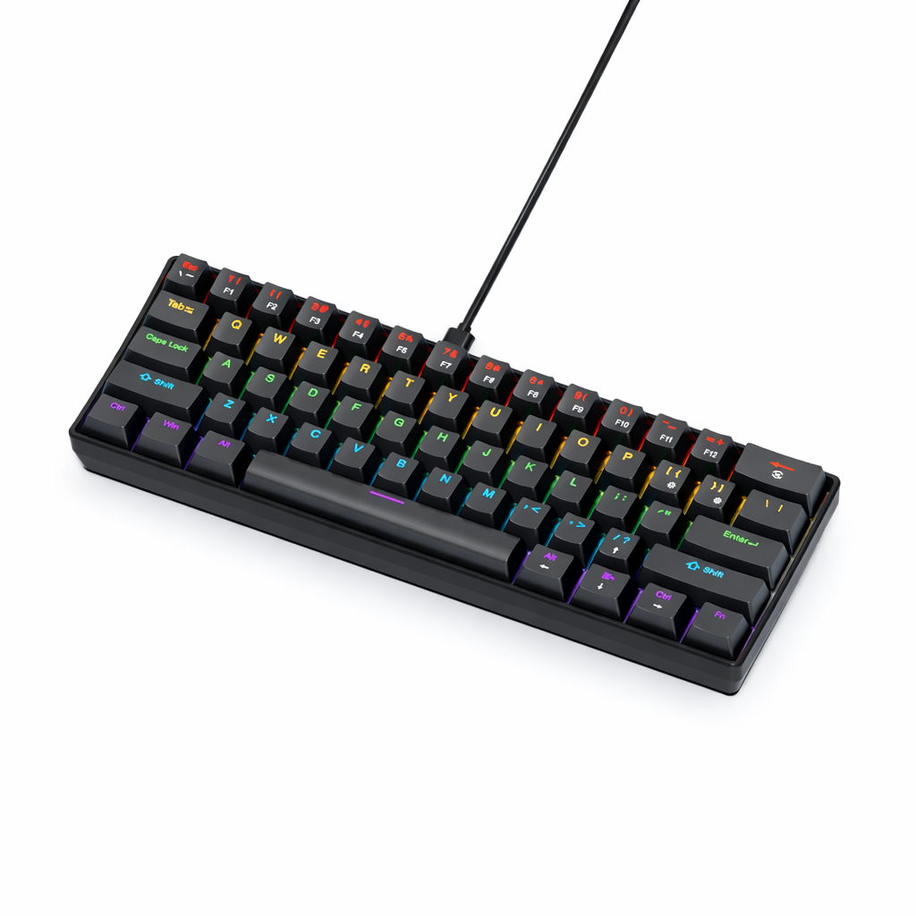 K61 60% Mechanical Keyboard – 61 Keys RGB Wired Mini Keyboard with Red or Blue Switches