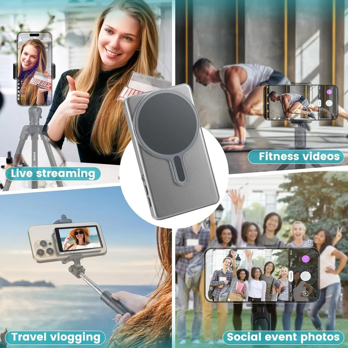 Magnetic Phone Vlog Selfie Monitor Screen for Rear Camera – Wireless Display for iOS & Android