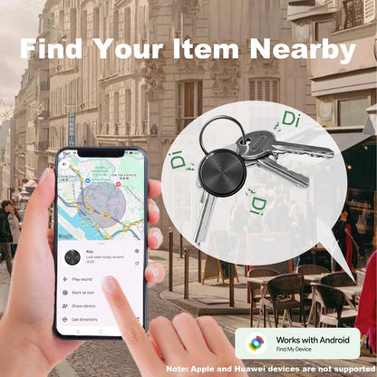 Bluetooth GPS Smart Tracker Compatible with Android Find Hub – Smart Key Finder Tag with Alarm for Keys, Wallet & Luggage