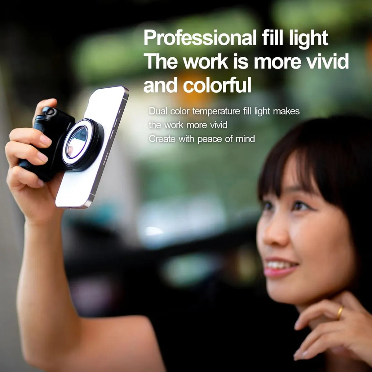 Magnetic Bluetooth Camera Grip with LED Fill Light – Smartphone Selfie Handle & Stabilizer