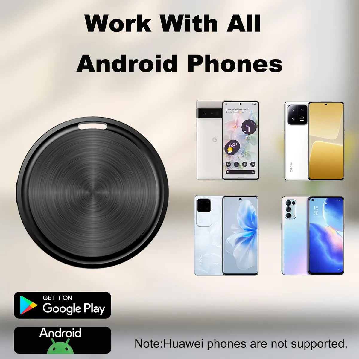 Bluetooth GPS Smart Tracker Compatible with Android Find Hub – Smart Key Finder Tag with Alarm for Keys, Wallet & Luggage