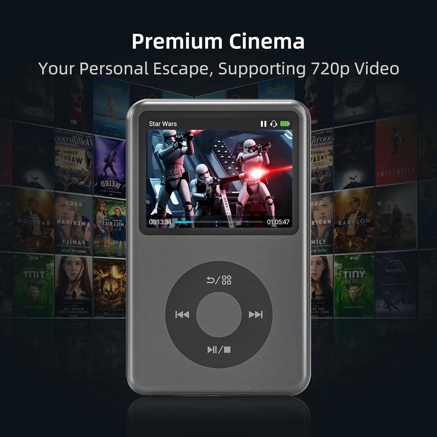 128GB Hi-Res MP3 Player Bluetooth – Classic Style Music Player with FM Radio, Video Playback, Touch & Click Wheel, HiFi Audio