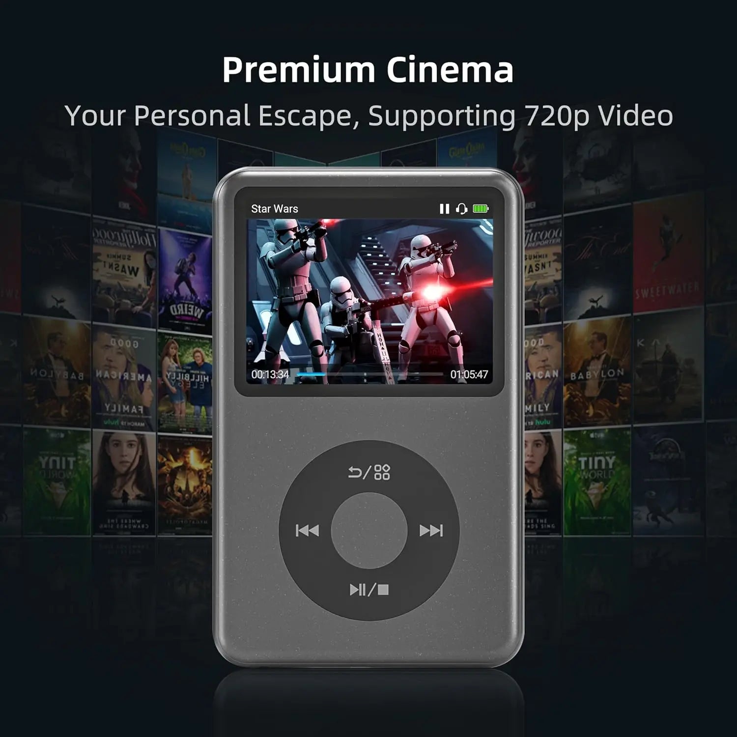 128GB Hi-Res MP3 Player Bluetooth – Classic Style Music Player with FM Radio, Video Playback, Touch & Click Wheel, HiFi Audio