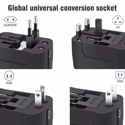 Universal Travel Adapter with Dual USB Ports, AC Power Converter with USB-A & Type-C Charging