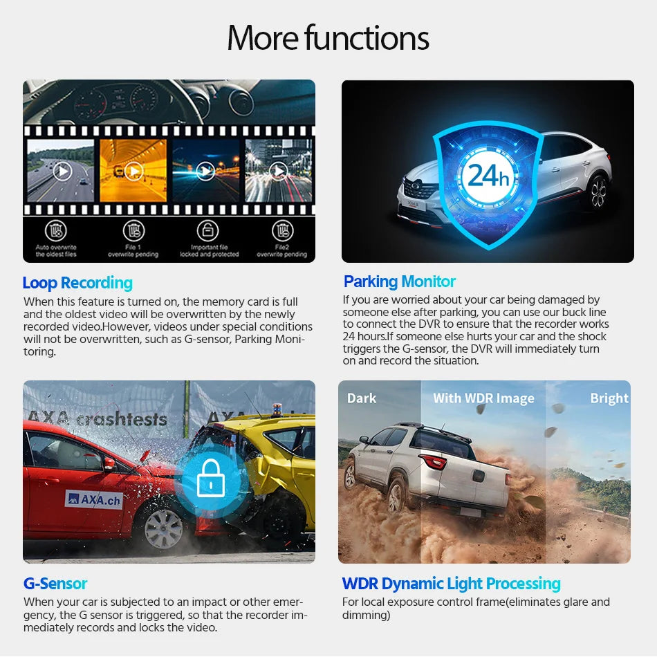 4K UHD Dash Cam B53P Front Camera, WiFi & GPS Car DVR, Night Vision, Wide Angle, Parking Monitor Support