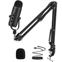 USB Condenser Microphone Kit with Boom Arm – Cardioid Podcast & Streaming Mic for PC and YouTube