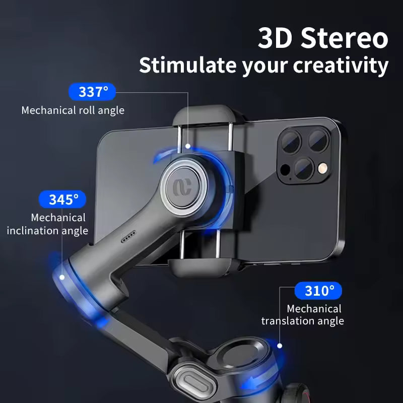 3-Axis Smartphone Gimbal Stabilizer with AI Face Tracking – Bluetooth Handheld Gimbal for iPhone & Android, TikTok & Vlogging