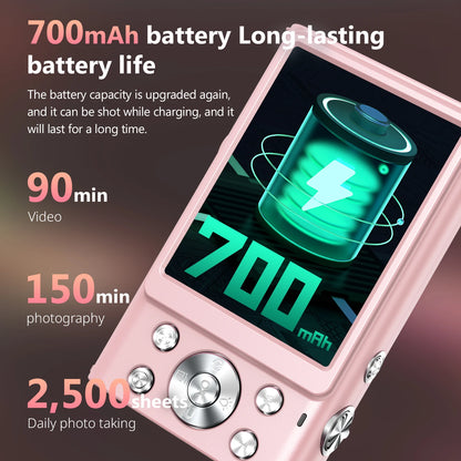 4K Digital Camera 48MP Autofocus Vlogging Camera with 2.8” Screen, 16X Zoom, LED Fill Light for Kids & Adults