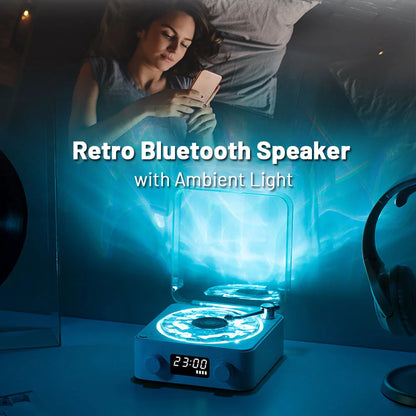 Retro Vinyl-Style Bluetooth Speaker with White Noise & RGB Light