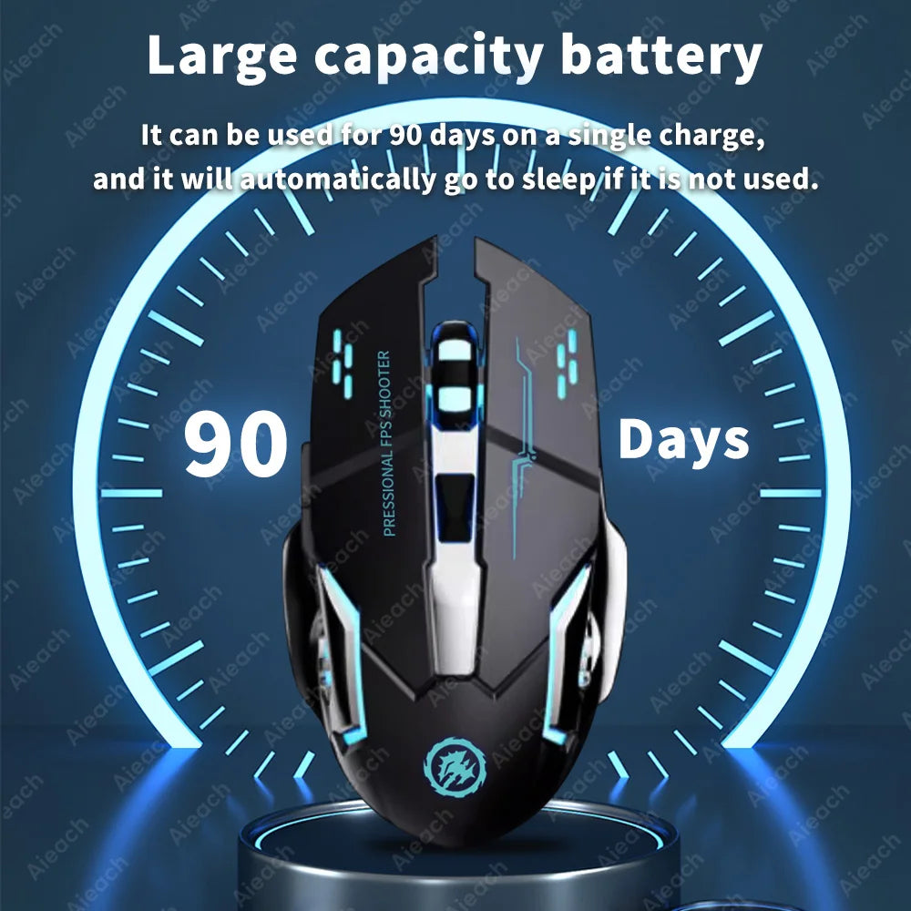 Bluetooth 5.2 RGB Gaming Mouse – Dual Mode (Bluetooth + 2.4G) Wireless Silent Mouse, 3600 DPI, Rechargeable