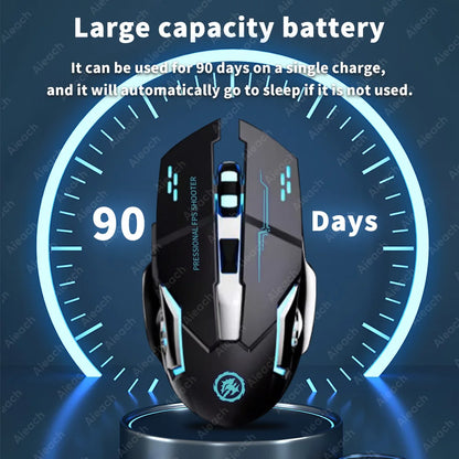 Bluetooth 5.2 RGB Gaming Mouse – Dual Mode (Bluetooth + 2.4G) Wireless Silent Mouse, 3600 DPI, Rechargeable