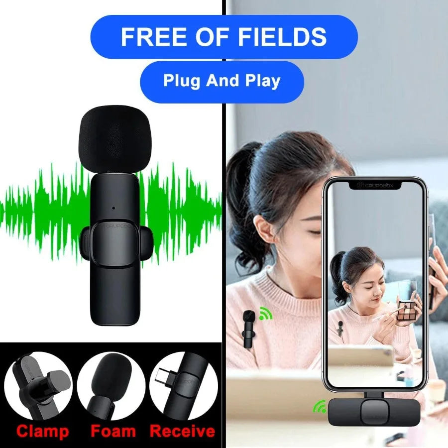 Dual Wireless Lavalier Microphone Set – 2 Clip-On Mics for iPhone Video & Live Streaming