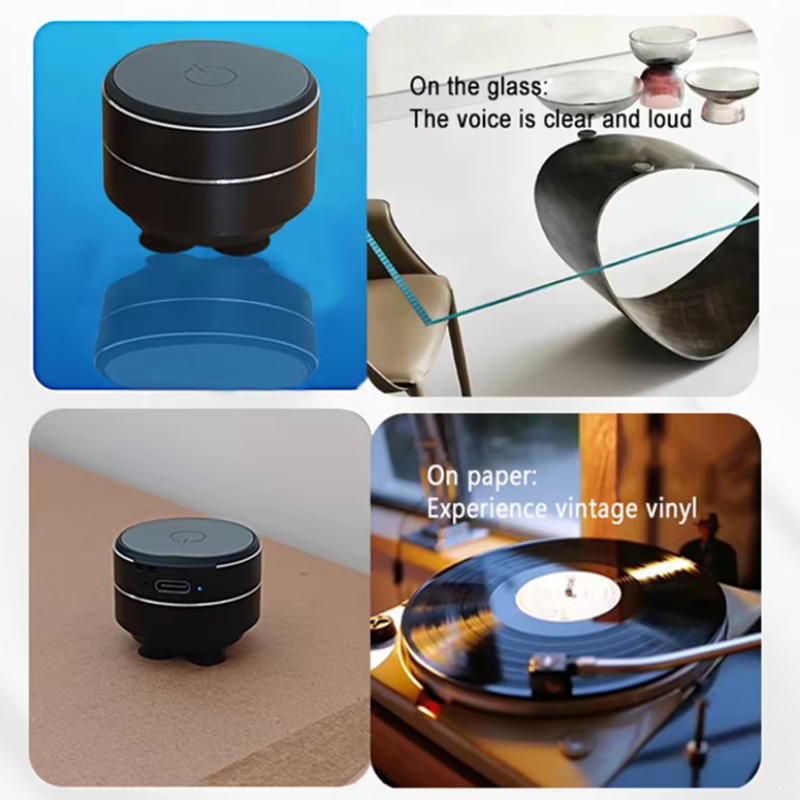 Mini Bone Conduction Bluetooth Speaker with Suction Mount – Vibration Resonance Audio, Portable & Wearable Design