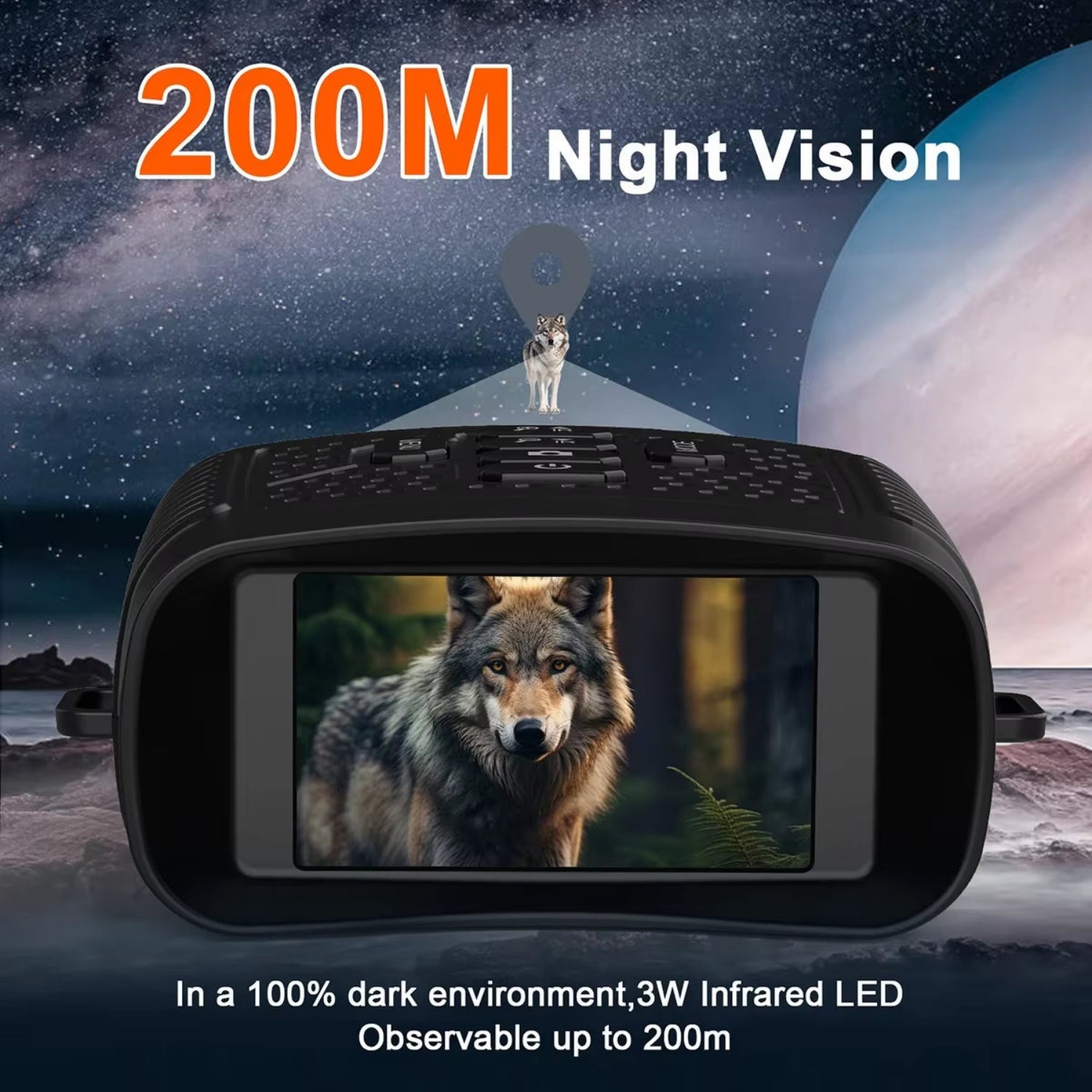 3" Screen Night Vision Binoculars – 2.5K Digital Display, 6X Zoom, Infrared & Tactical Light, Rechargeable 2000mAh