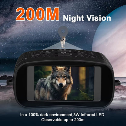 3" Screen Night Vision Binoculars – 2.5K Digital Display, 6X Zoom, Infrared & Tactical Light, Rechargeable 2000mAh