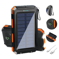 20000mAh Solar Power Bank Portable Charger, Waterproof Dual USB 5V, LED Flashlight for Outdoor & Emergency Use