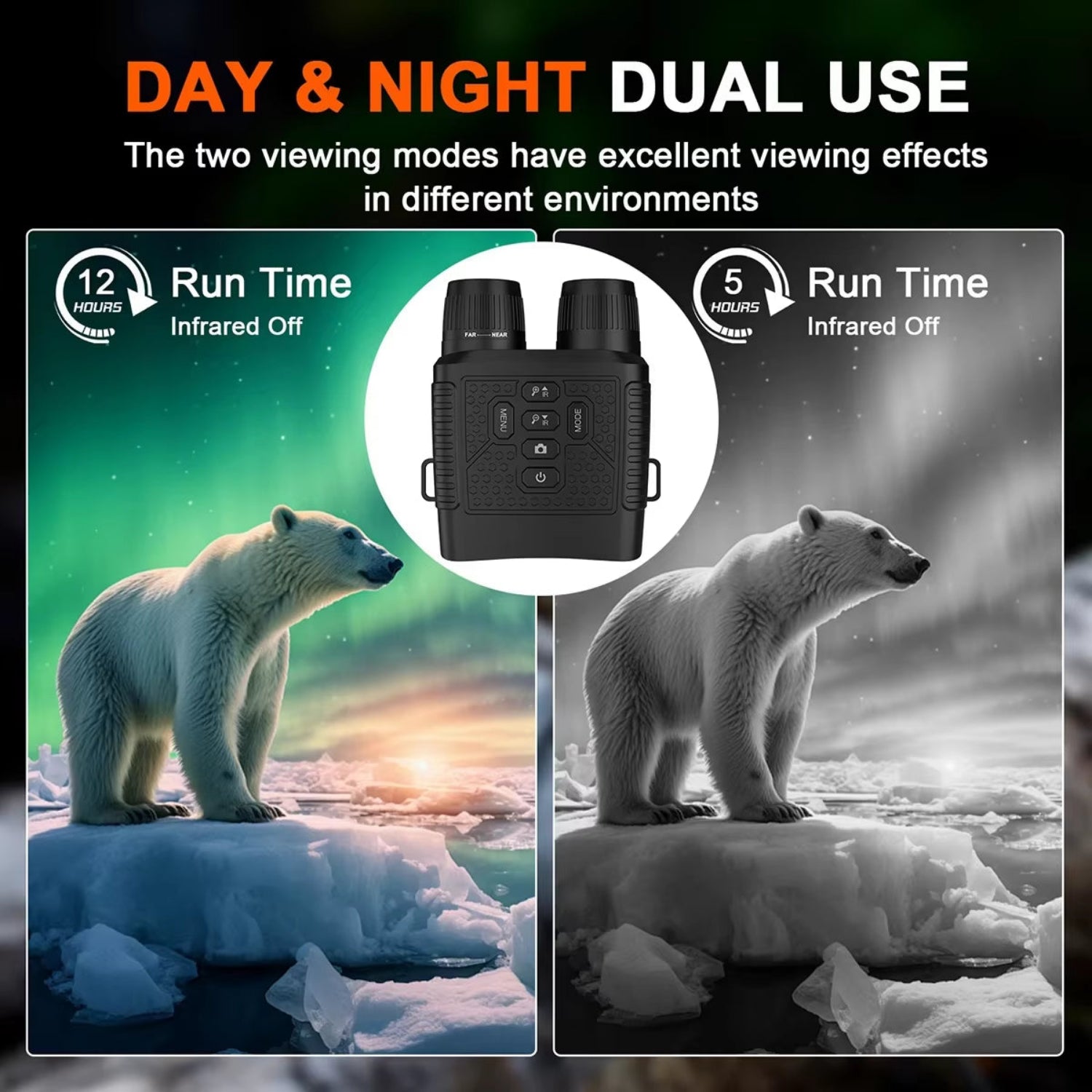 3" Screen Night Vision Binoculars – 2.5K Digital Display, 6X Zoom, Infrared & Tactical Light, Rechargeable 2000mAh